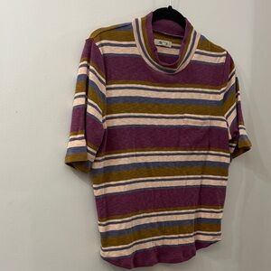 Madewell Purple and Brown Short Sleeve Tees - XL - high neck - cotton blend
